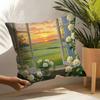 Beautiful Landscape Painting Style Linen Cushion Covers For Decorative Sofa Home Pillows Case Car Chair Pillows Cases