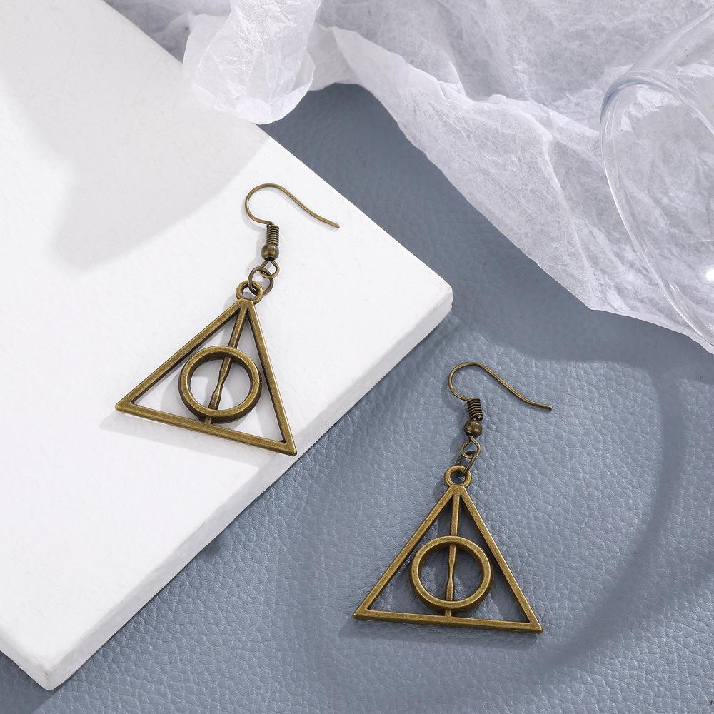 Geometric Triangle Pyramid Earrings for Women Simple Design Deathly Hallows Drop Earrings Vintage Jewelry
