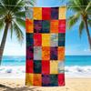 1Pc Abstract Colorful Squares Rug Beach Towel, Quick Dry, Multi-Use for Beach Pool Gym Yoga Home Travel, Christmas, Halloween, Xmas Gift M928269