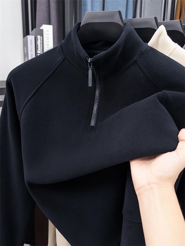 Men's Winter Coral Fleece Half-Zip Sweatshirt: Thick, Warm, Double-Sided Casual Base Layer