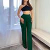 2025 New Solid Color Suit Pants Fashion High Waist Slim Micro-flare Pants Temperament Commuter Slim Elastic Wide-leg Pants
