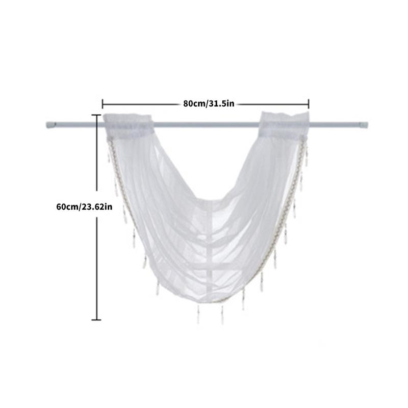 Sheer Rod Pocket Window Valance Drape with Delicate Laces and Beads for Adding Elegances To Any Room