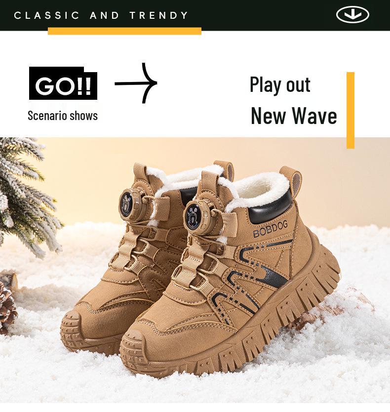 Bobodou 2025 Winter Kids' Martin Boots, Non-Slip, Velvet-Lined for Boys & Girls