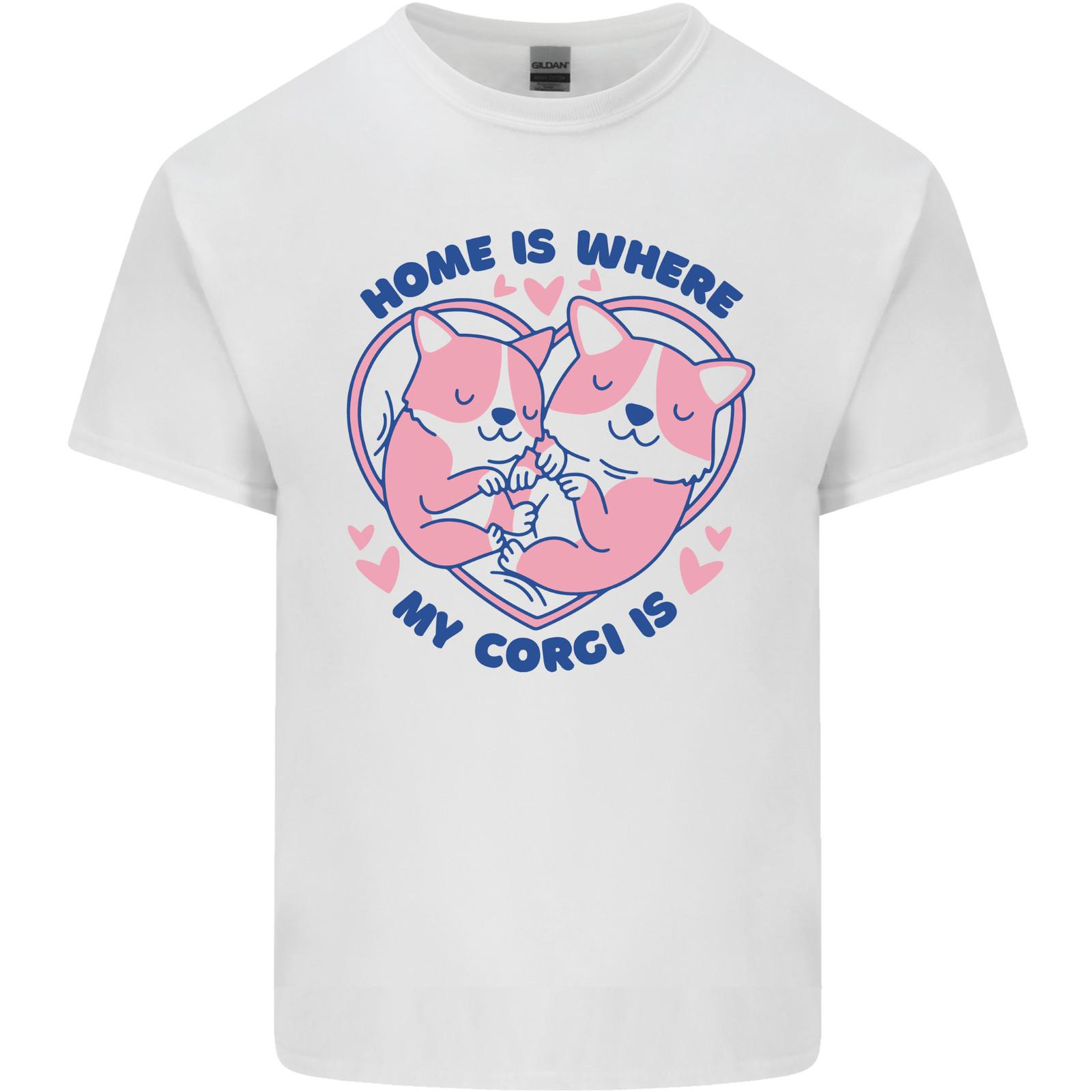 Home is Where My Corgi is Funny Dog Mens Light Cotton T-Shirt Mens Womens Tees Top L