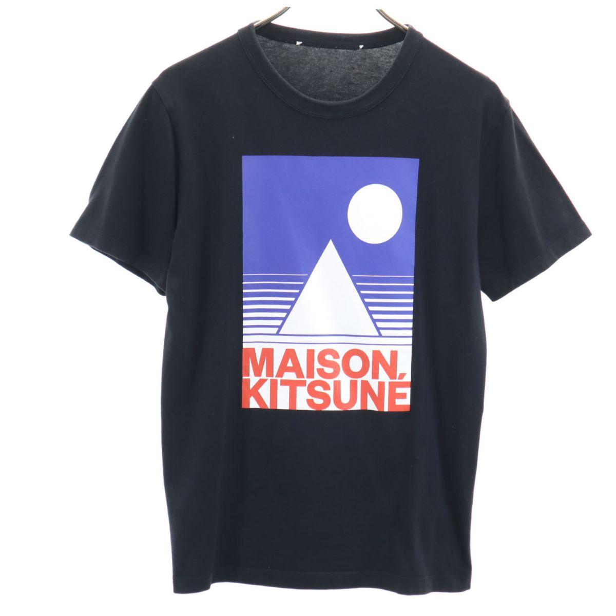 

Maison Kitsune Принт Футболка с коротким рукавом черная Мужская Б/У