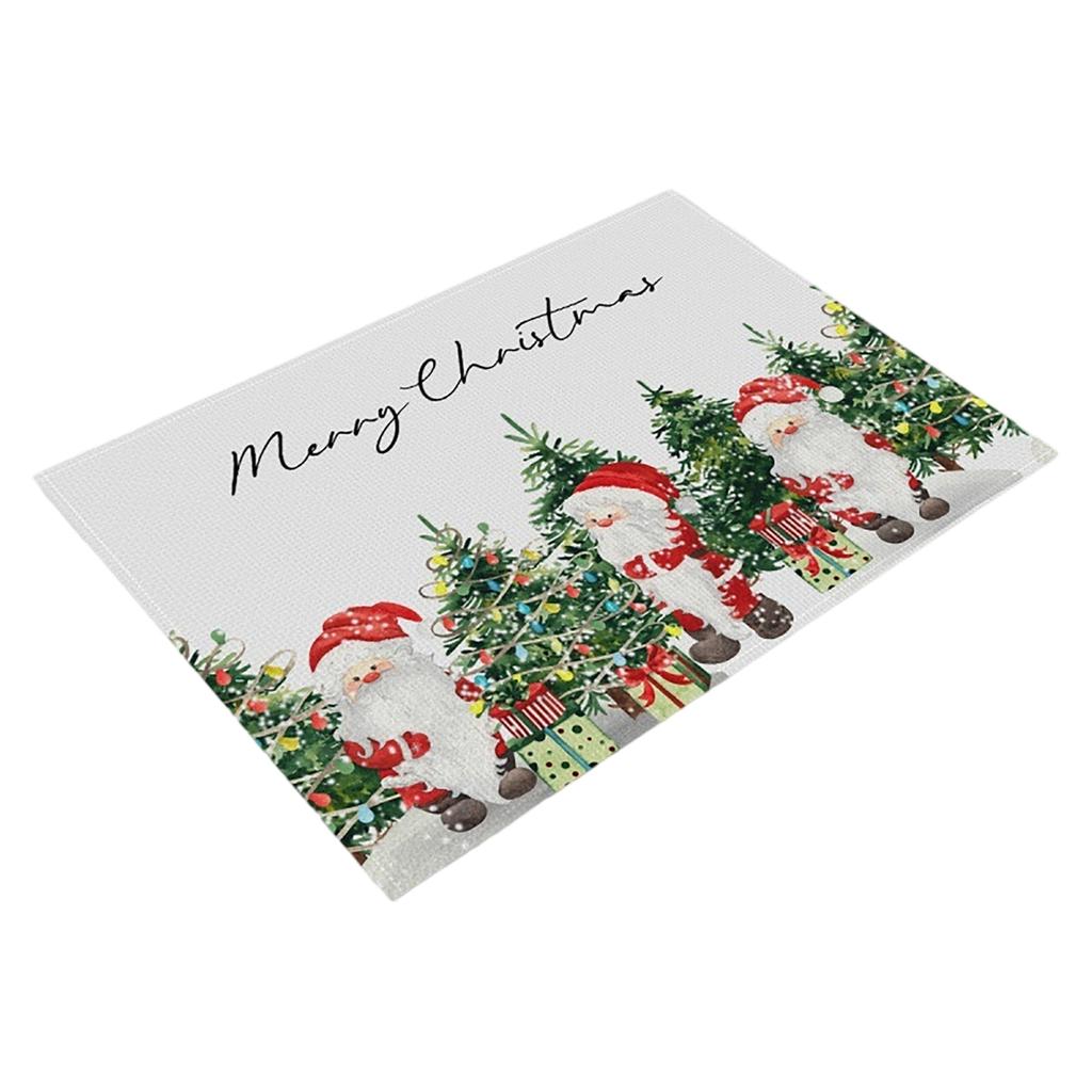 Christmas Dining Mat, Restaurant Atmosphere Decoration, Table Mat, Linen Printed Insulation Mat, Western Style Mat