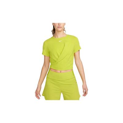 Dri-FIT One Luxe Solid Logo Round Neck Knotted Short Sleeve T-Shirt Women Tops Cactus-Green DD4922-308