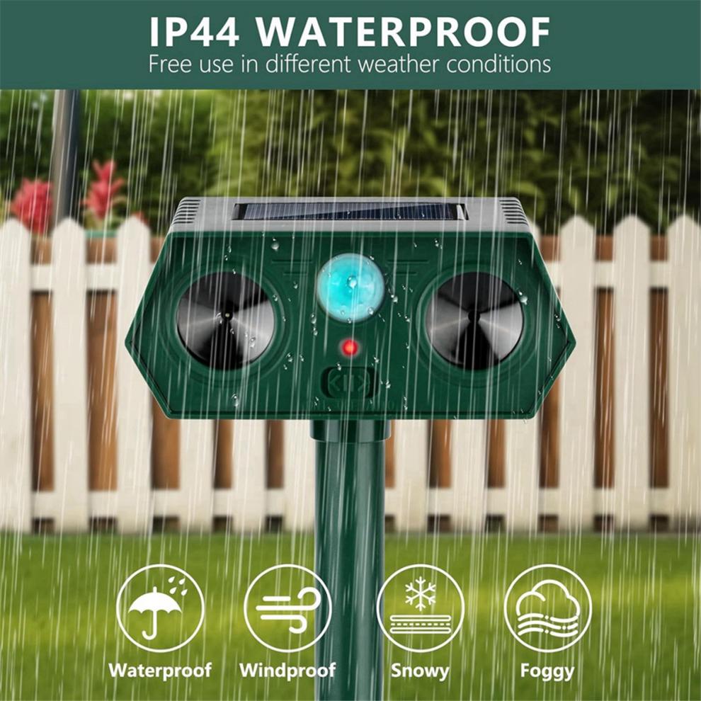 2024 Ultrasonic Animal Repellent, 1-Pack Solar Outdoor Deer Repeller with Motion Sensor, Deters Cats, Squirrels, Rabbits
