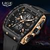 LIGE Original Classic Luxury Men's Watch Quartz Silicone Strap Date Luminous Business Casual Watches for Men Relogios Masculino