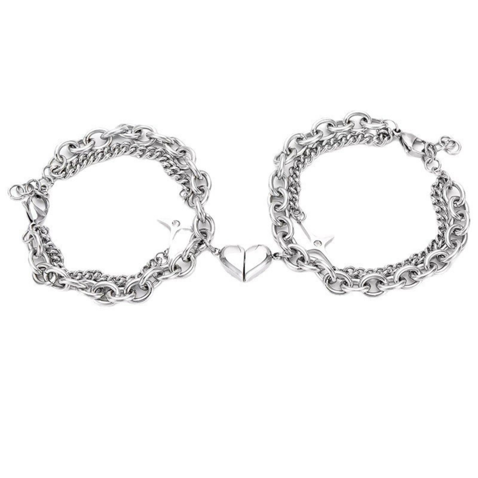 

Heart-shaped Magnetic Cross Couple Bracelet One Size