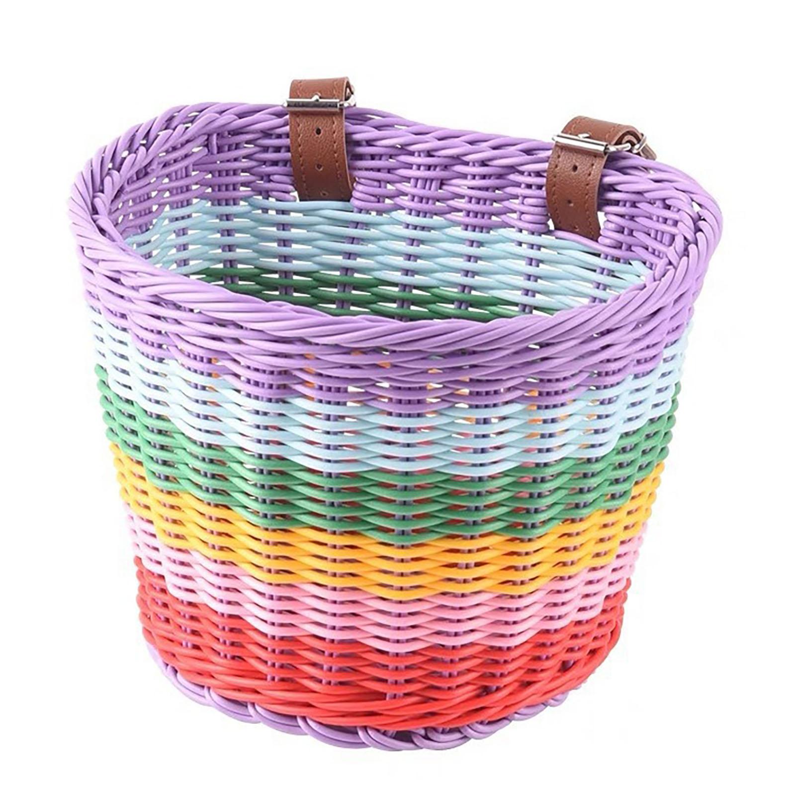 

Kid Front Handlebar Bike Basket Vintage Rainbow Color Front Bicycle Basket Suitable for Most Type of Bikes 1pcs