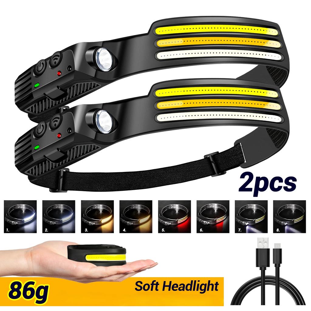 230° Induction Headlamp USB Rechargeable Head Light Sensor LED Flashlight Outdoor Lighting Lamp Camping Hiking Emergency Usage