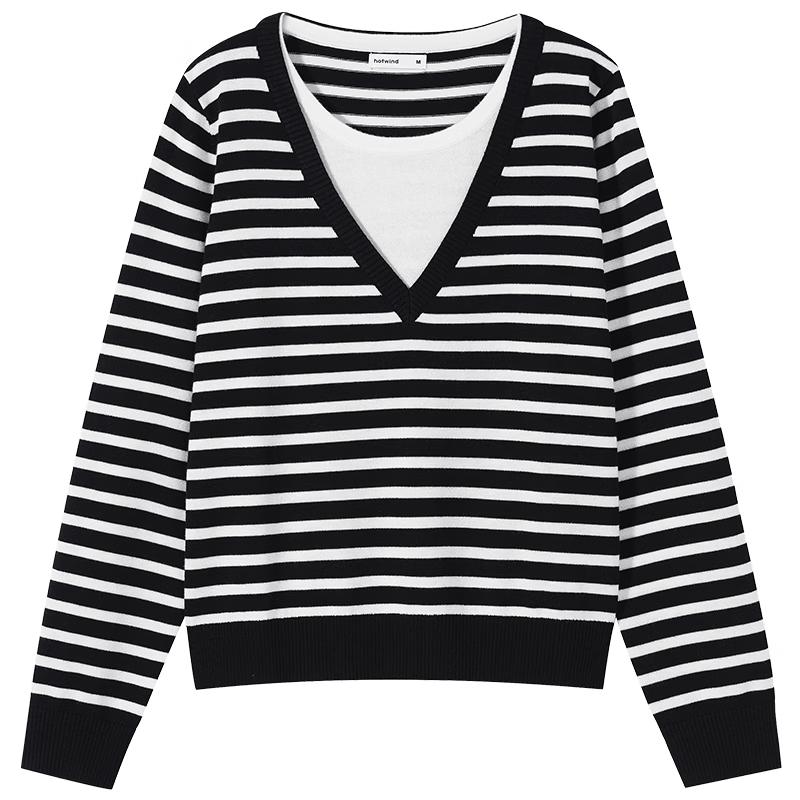 Hotwind Women s Spliced Faux Two-Piece Knit Cardigan M