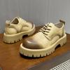 Luxury Italian style men casual leather shoes antiskid lace-up oxford shoes fashion thick bottom office business driving flats
