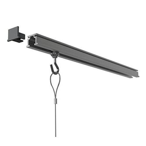 Fukui Metal Craft C-Shaped Picture Rail Set, 100cm Wide, Silver, for Ceiling Frames, Picture Display, Pre-Installation Available, Includes All Necessa