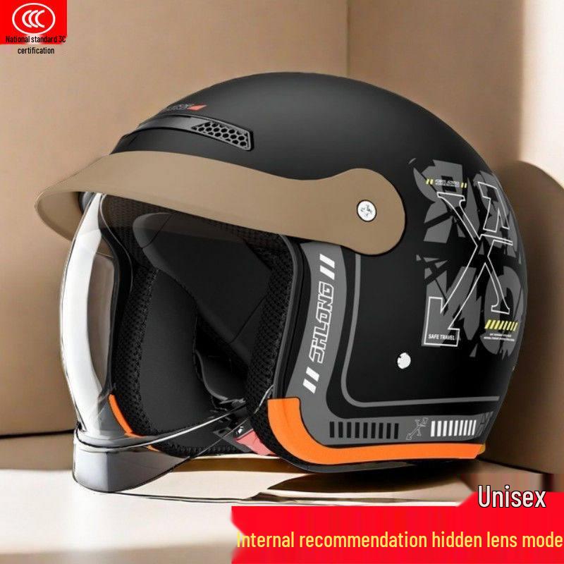Unisex All-Season Electric Vehicle Helmet with Hidden Visor - Lightweight, Warm, & Safe for Autumn and Winter