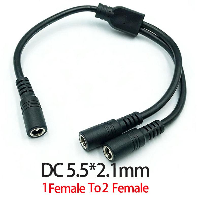 1PC DC 5.5mm*2.1mm 1 To 2 Connector Male To Female Plug DC Power Splitter Cable CCTV LED Strip Light Power Supply Adapter 18AWG