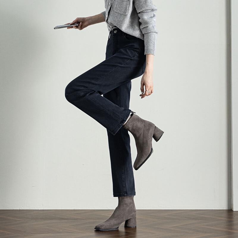 Demana Women s High-Elastic Slim Cropped Denim Jeans L