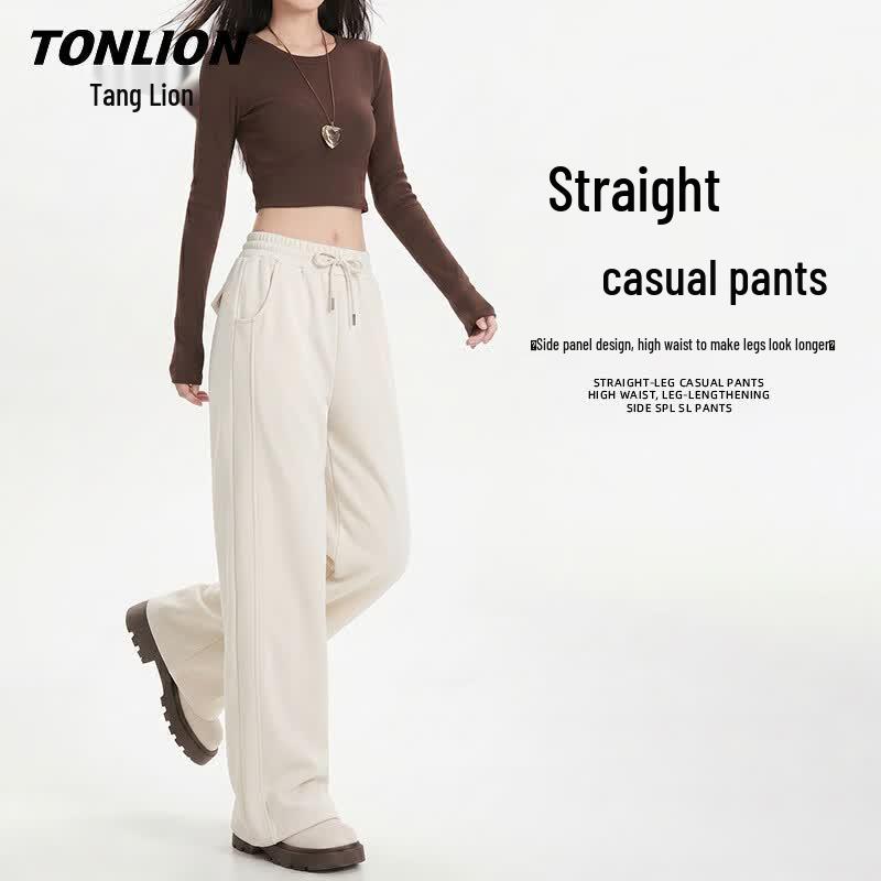 TonLion Women's High-Waist Straight-Leg Casual Pants