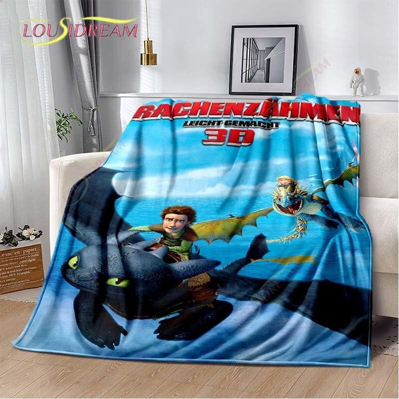 Κινούμενο Σχέδιο Πώς να Εκπαιδεύσεις τον Δράκο σου Χαριτωμένη Κουβέρτα Ελαφρύ Κλινοσκεπάσματα Εξαιρετικά Μαλακή Ζεστή Κουβέρτα Φλις για Κρεβάτι Σαλόνι Καναπέ