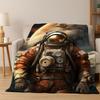 Cartoon Astronaut Universe Spaceman Outer Space Flannel Blanket Soft Warm Throw Blanket for Bedroom Living Room Bed Travel kids
