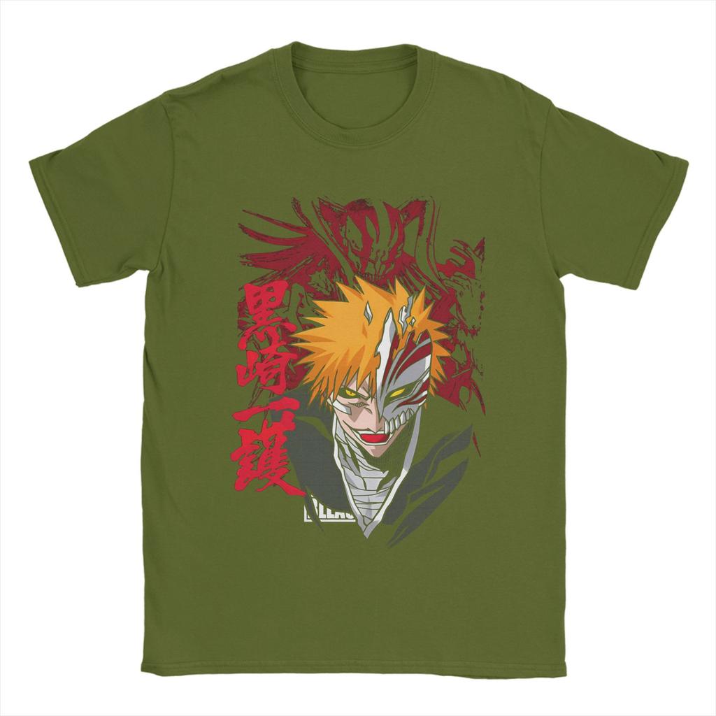 Bleach Ichigo Kurosaki T Shirts for Men Cotton Vintage T-Shirt Crewneck Tee Shirt Short Sleeve Clothes New Arrival