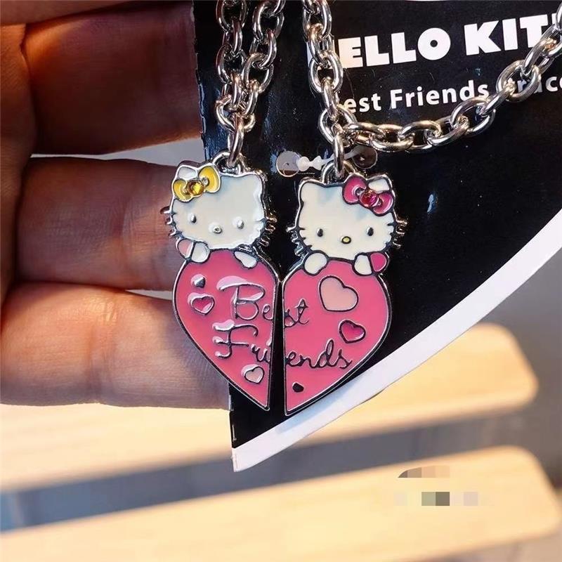 Best Friends Sweet Sanrio Hello Kitty Couple Pendant Necklace 2 Pcs/ Set Chain Choker Bff Good Friendship Jewelry Gift