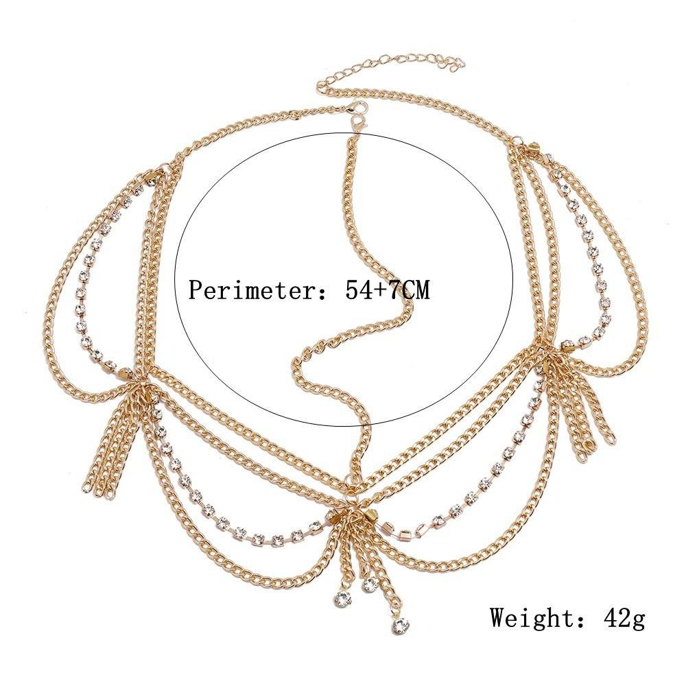 Elegant Rhinestone Multi Layer Chain Tassel Design Women Headwear Jewelry