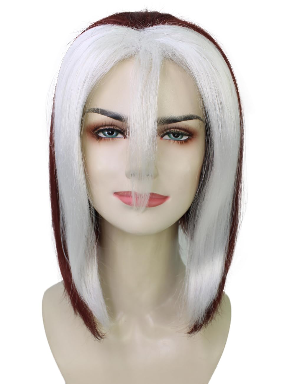 

Wigs2you Женская H-5740 Короткая Мутантная Egirl Супергеройская Бордовая и Белая Прядь Парика