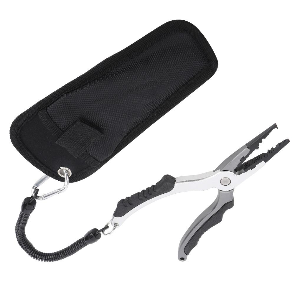 Rubber Handle Aluminium Alloy Casting Anti skid Easy Opening Ring Fishing Pliers Hook Remover Tool with Storage Bag