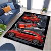 Red Supercars Night Mountain Scene Comic Print Area Rug Non‑Slip Rectangular Floor Mat Auto Enthusiast Decor for Gaming Bedroom Living Room