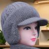 Middle aged and Elderly Women's Mink Velvet Ear Protection Woolen Hat Women's Winter Hat Scarf Set Warm Knitted Hat Peaked Cap