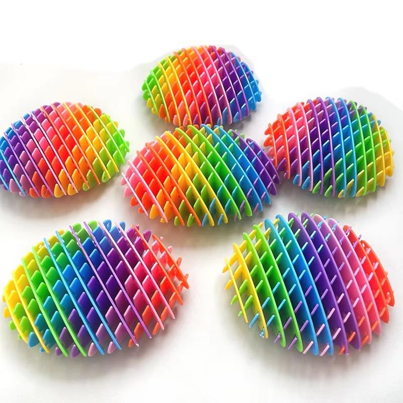 Rainbow Decompression Elastic Mesh Deformation Worm Fingertip Sensory Puzzle Toys Healing Decompression Stretchable Small Toys