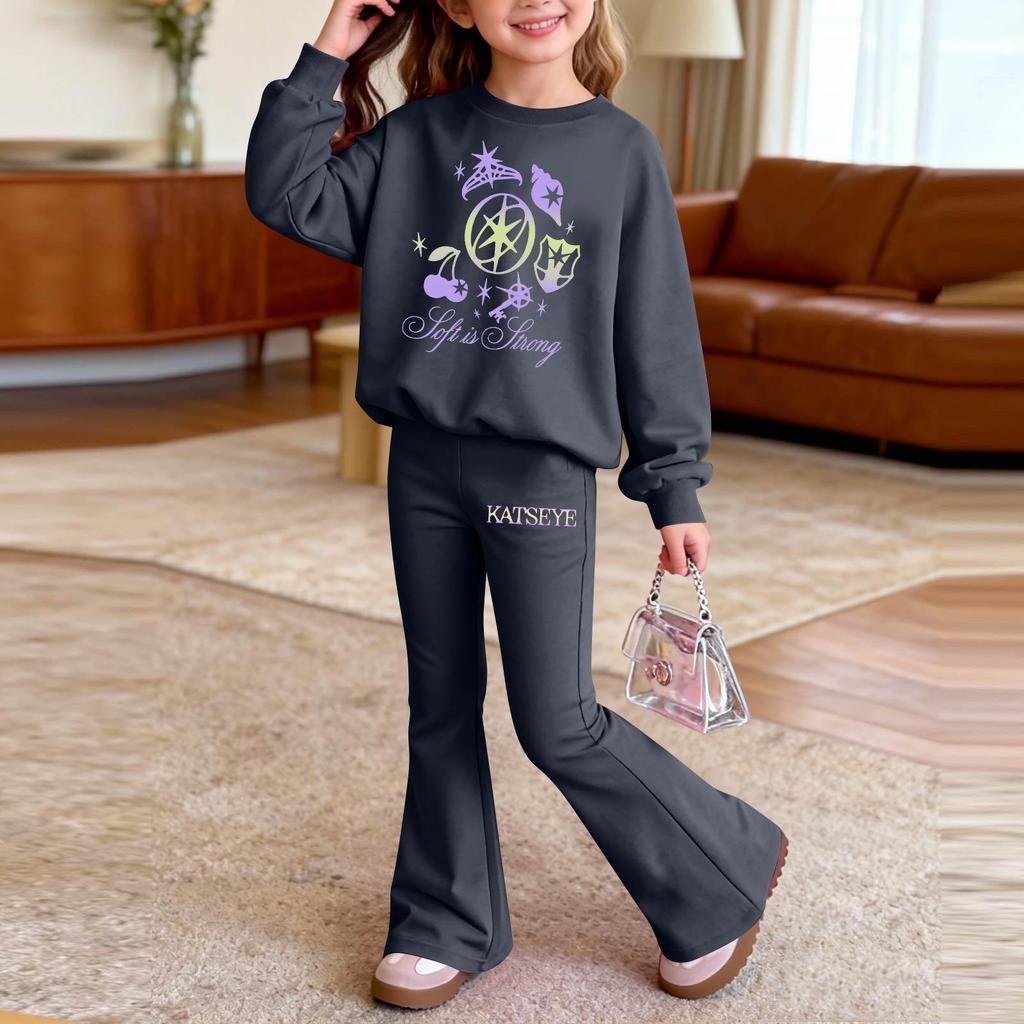 Infant Newborn Baby Girls Boys Loose Print T-shirt+Pants Print Outfits Set