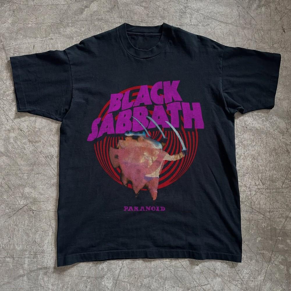 Редкая футболка Black Sabbath Paranoid, Унисекс черная футболка, Размер S-5XL Унисекс футболка M