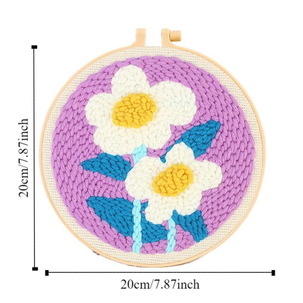 Flower Pattern Punch Needle Set Needlework Poke Needle Embroidery Kit  Educational Toys