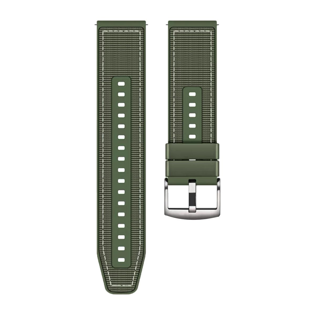 

Universal 22mm Breathable Woven Canvas Replacement Strap Adjustable Smartwatch Band Army Green