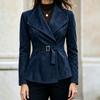 Women's Faux Suede Lapel Collar Belted Wrap Jacket Multi Color Casual Long Sleeve Fitted Coat