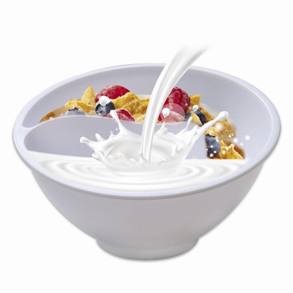 Divided Cereal Bowl with Separate Compartments for Dry and Wet Foods Durable Plastic Material Suitable for Breakfast and Snack Serving