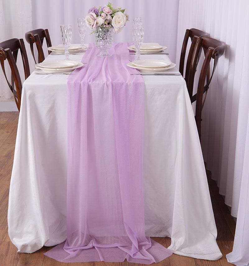 Chiffon Table Runner Romantic Sheer Wedding Table Runner Glitter Tulle Fabric Decorations for Wedding, Birthday Party,Dinner