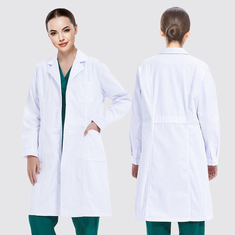 Unisex White Lab Coat for College Students, Doctors, Nurses, Beauty Salon Workers - Long or Short Sleeve Option
