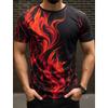Fashionable men's trendy T-shirt short sleeved flame series 3D printed street T-shirt 6XL plus size round neck casual top