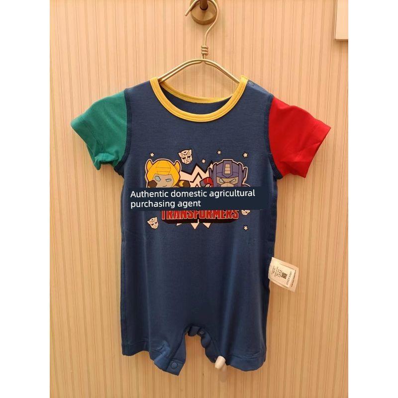 Ab2458142 Aimer Kids Genuine 22 Spring/Summer Boys  Baby Milk Silk Short Sleeve Short Pants Romper 309 Blue Transformers 59