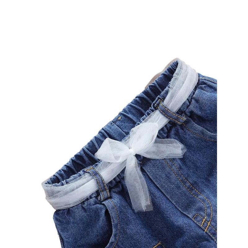 Baby Girls Denim Casual Outfit Sets Sleeveless Leopard Print Denim Leopard Print Denim Shorts Suits Girls