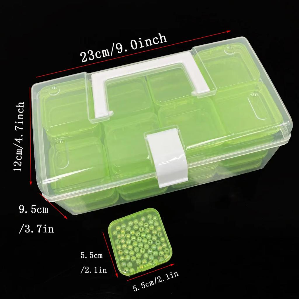 32pcs/Set Clear Plastic Organizing Storage Box, DIY Beaded Storage Container Suitcase, Jewelry Hair Accessories Container Box