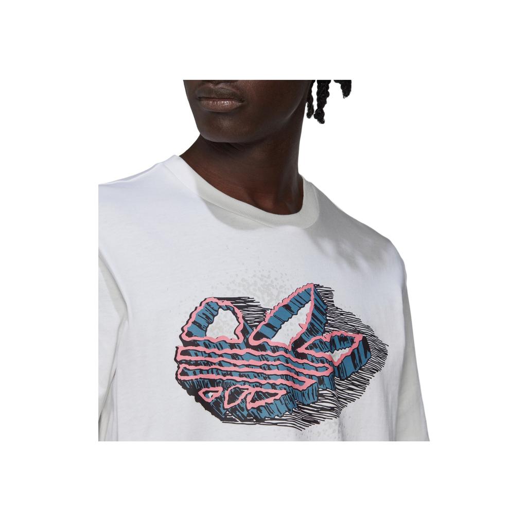 adidas Originals Trefoil Front Großes Logo Print Rundhals T-Shirt Herren Oberteile Weiß HK7334