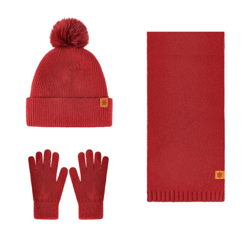 Womens Winter Warm Knit Hat Scarf Glove Set Alpaca Blend Thick Lined Ear Protection Accessory Cold Weather