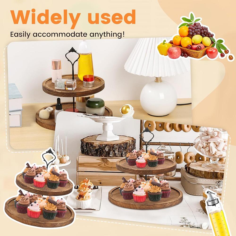Creative European Dessert Rack, Forest Style Double-layer Cake Tray, Wooden Dessert Table Decorative Tray, Cake Dessert Rack.zwq