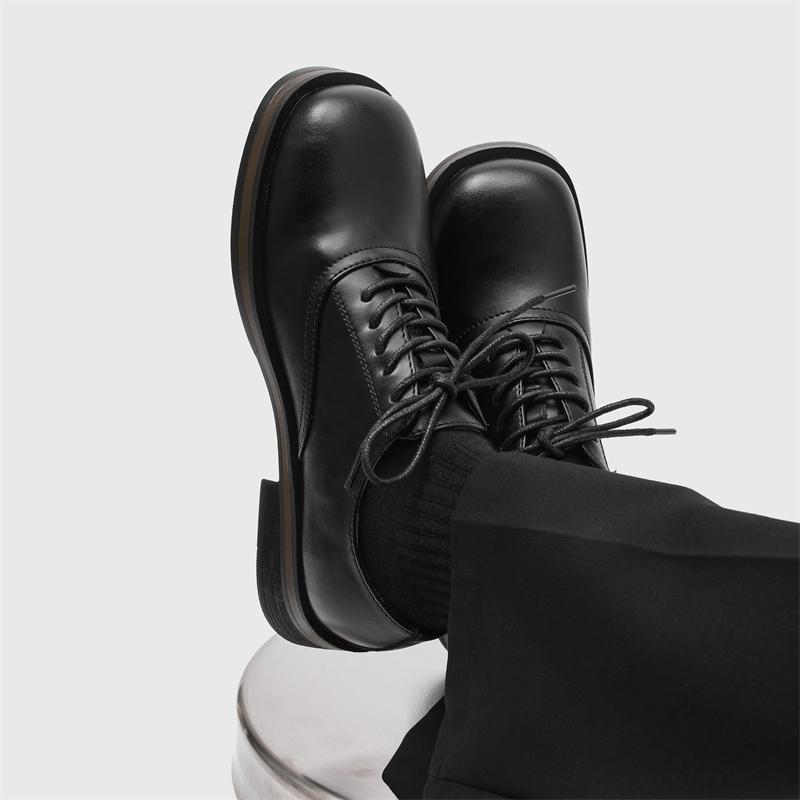 Fashion 2025 Summer New Men's Lace-Up Oxford All-match Leather Men Walking Shoes Men's Derby Casual Shoes Men's Square Head Dress Shoes