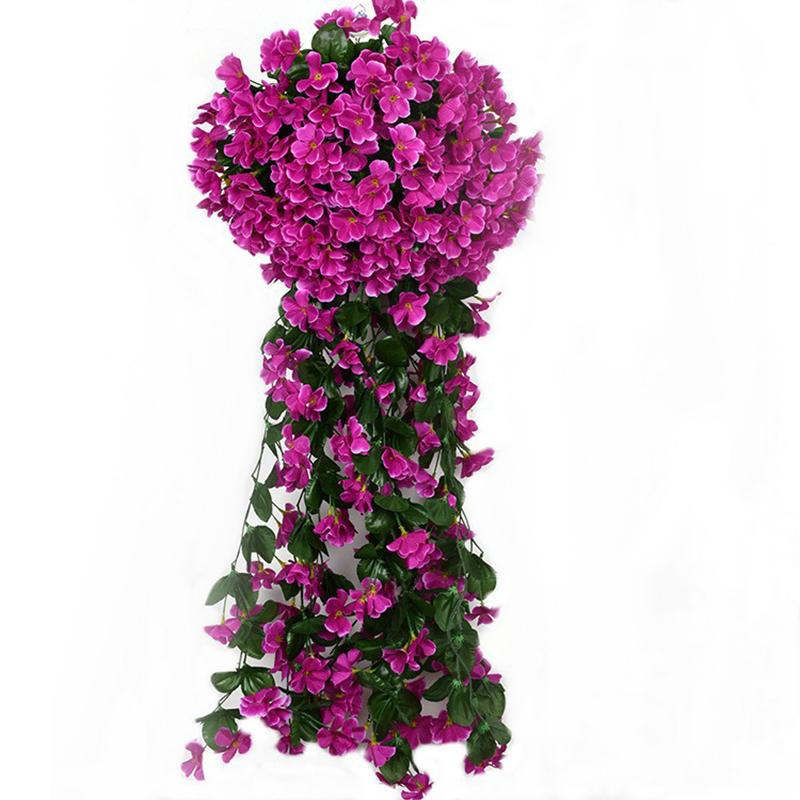 100CM Violet Artificial Flower Party Decoration Simulation Valentine S Day Wedding Wall Hanging Basket Flower Orchid Fake Flower